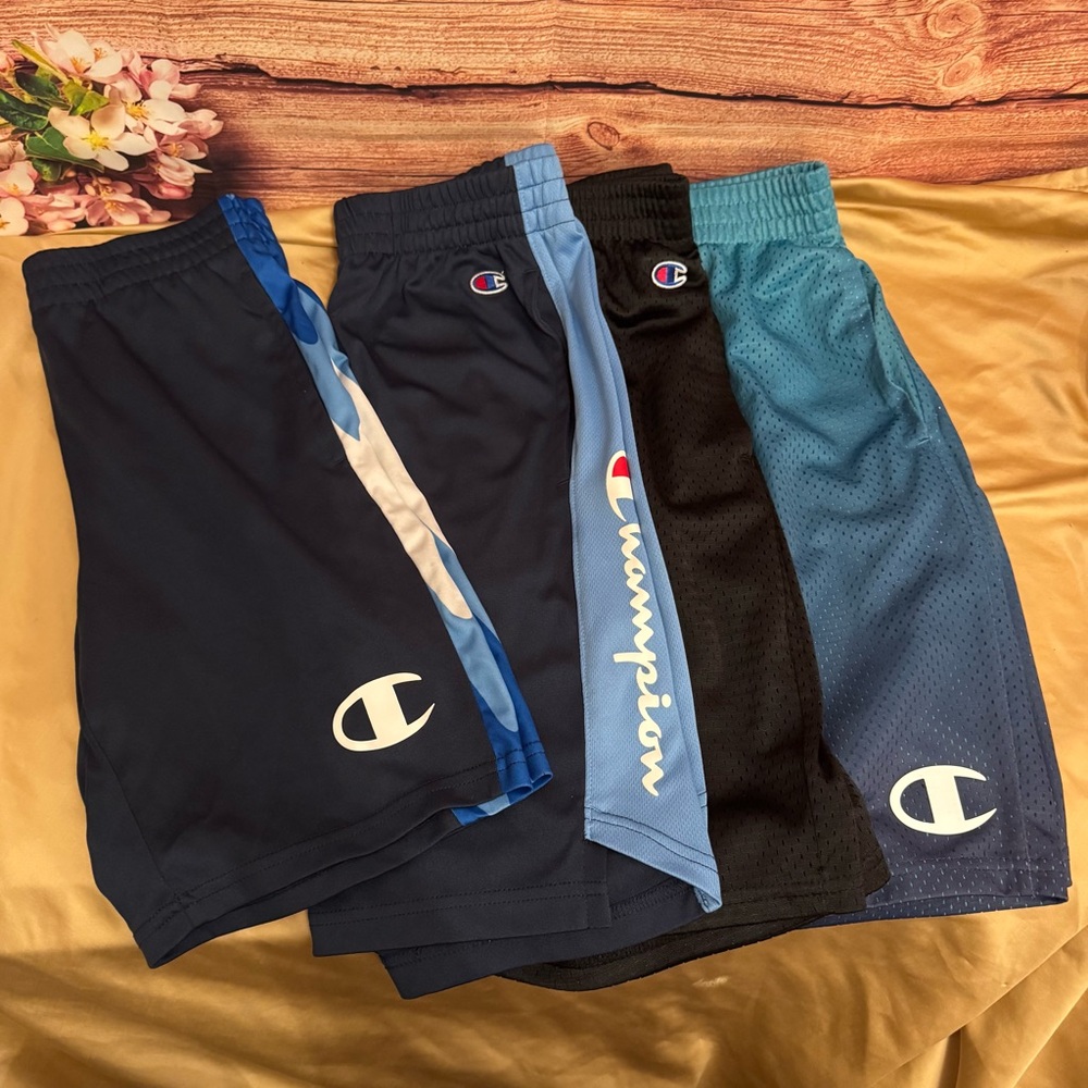Champion Boys Athletic Shorts Lot Size M-L Navy Black Blue Mesh Performance